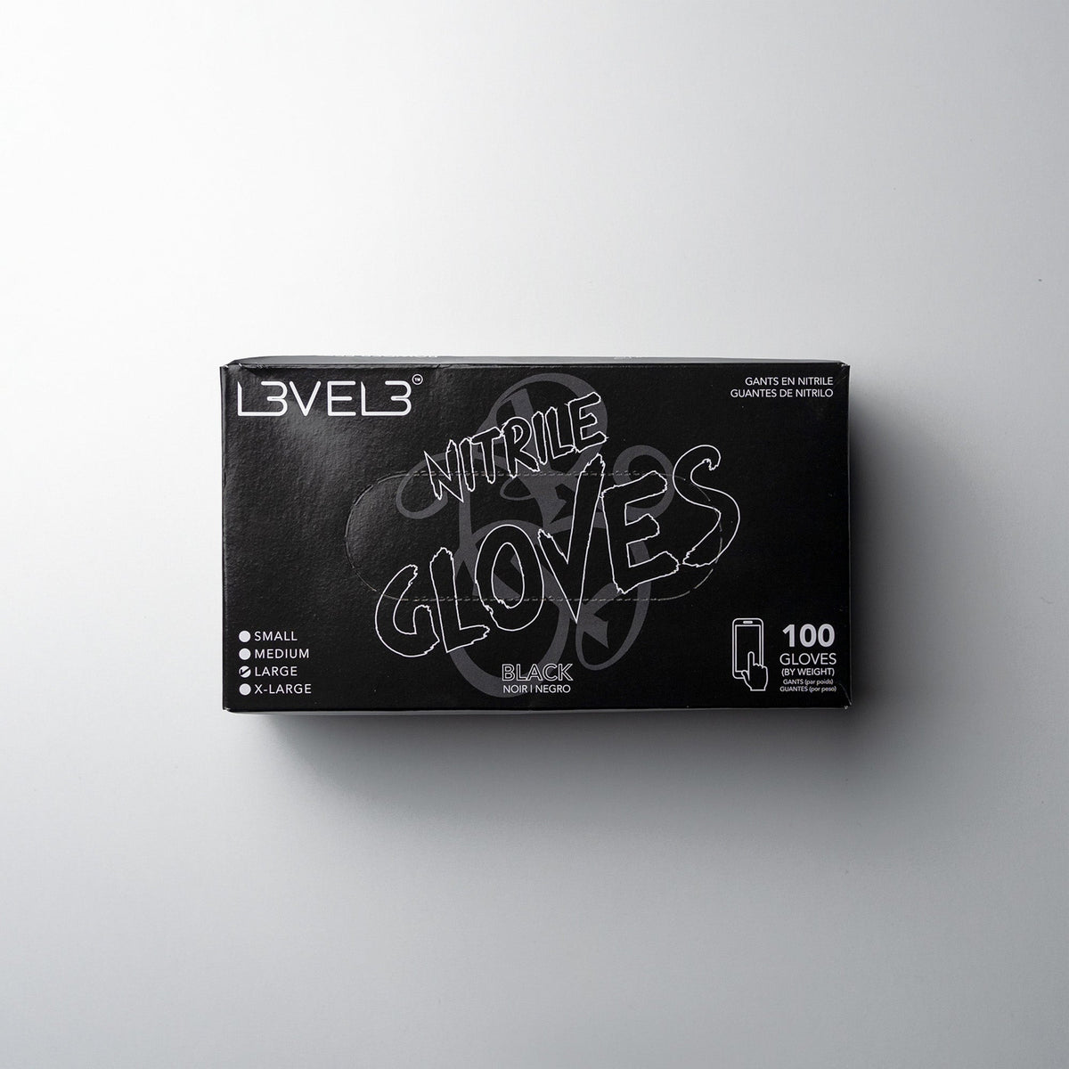 L3VEL3 Professional Nitrile Gloves 100 Pack Latex-Free