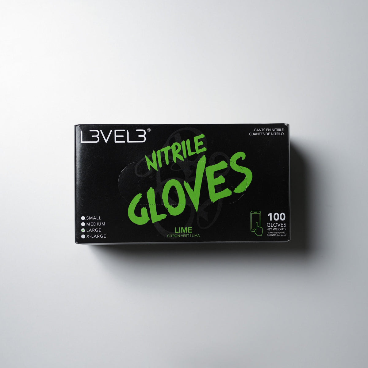 L3VEL3 Professional Nitrile Gloves 100 Pack Latex-Free